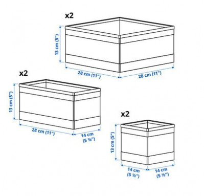 органайзер, коробка для хранения Ikea,Skubb 6 штук белая