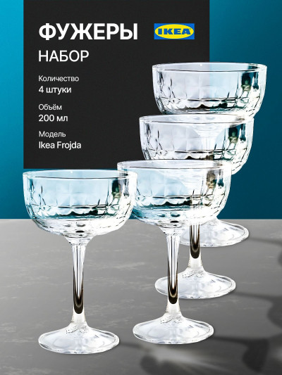 бокалы для шампанского Ikea Frojda 200 мл. 4 шт.